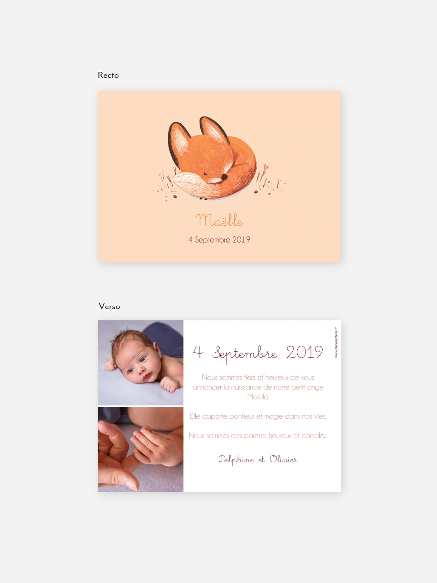 Faire-part naissance Petit renard