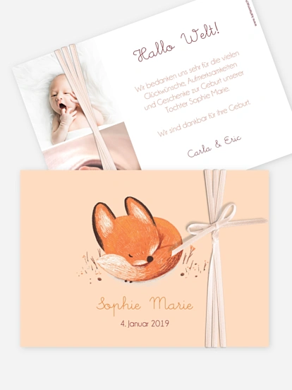 Geburtskarte Kleines Füchslein