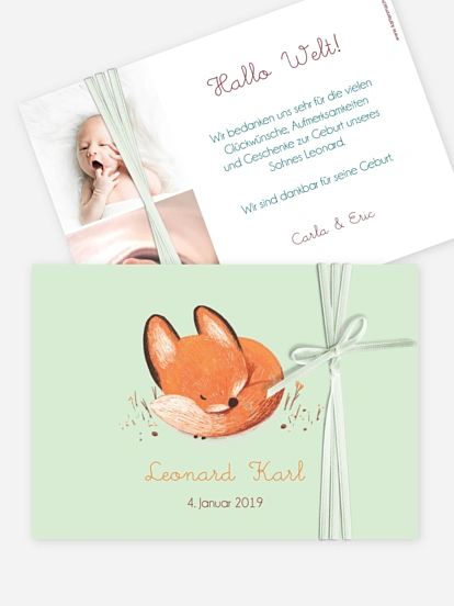 Geburtskarte Kleines Füchslein