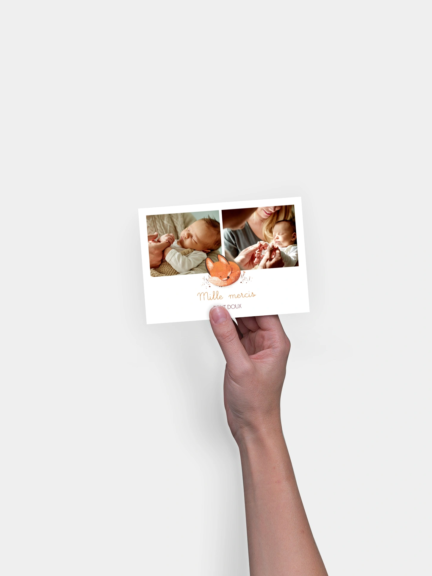 Carte remerciement naissance Petit renard