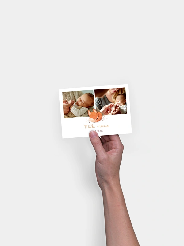 Carte remerciement naissance Petit renard