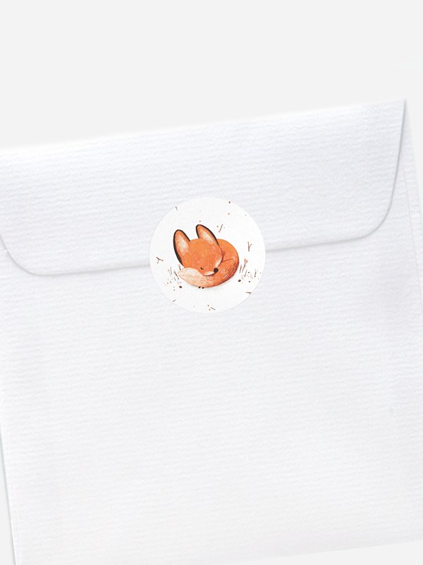 Stickers enveloppe naissance Petit renard