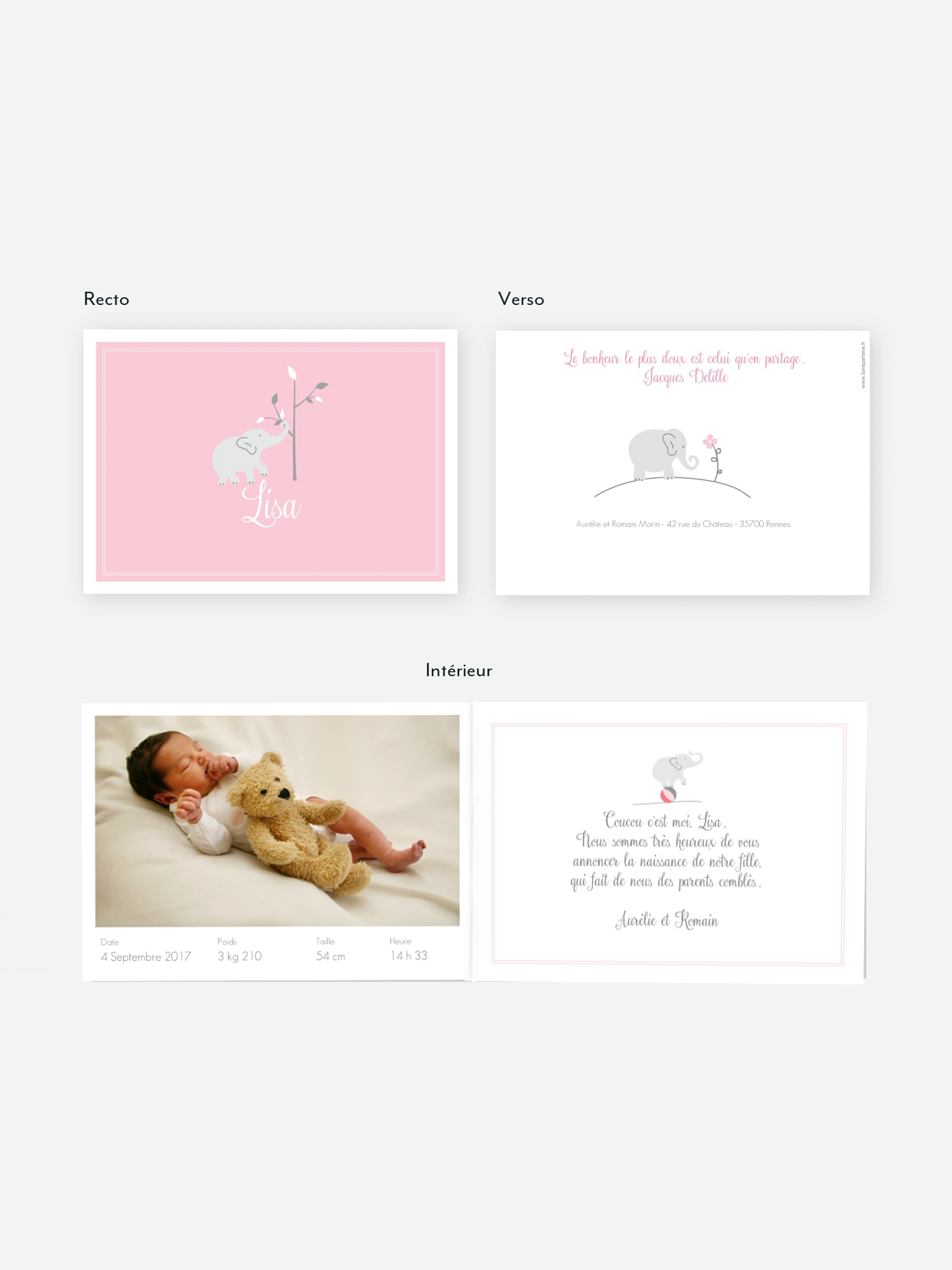 Faire-part naissance Éléphant