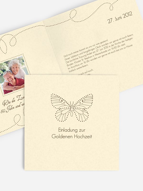 Einladung zur Goldenen Hochzeit Schmetterling