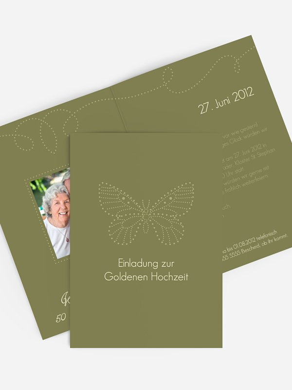Einladung zur Goldenen Hochzeit Schmetterling