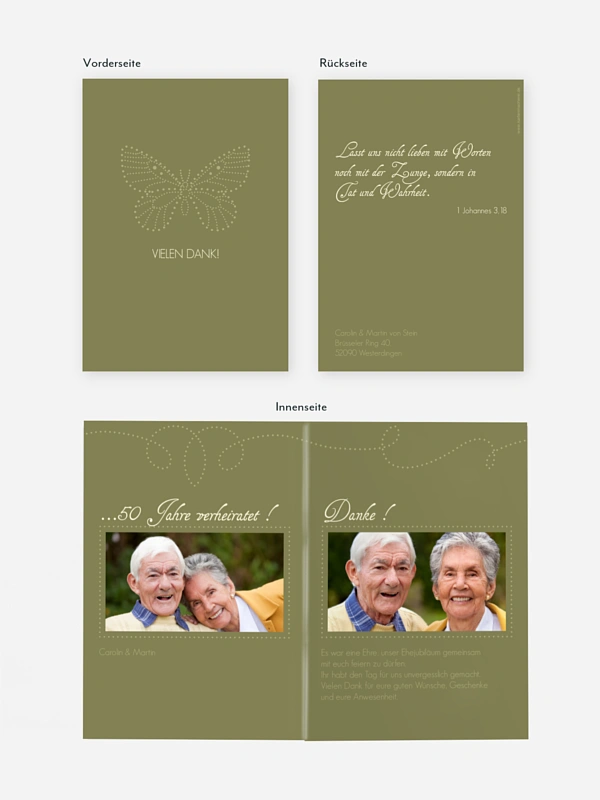 Danksagung zur Goldenen Hochzeit Schmetterling