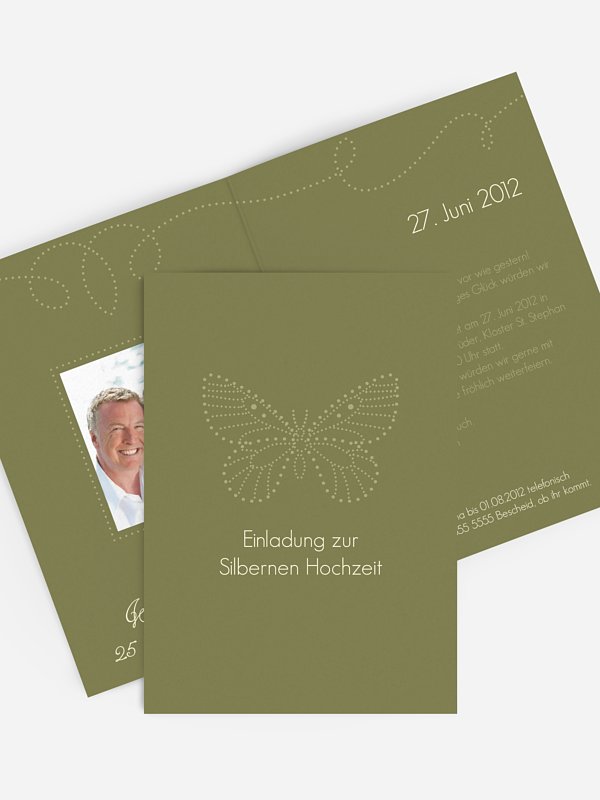 Einladung zur Silberhochzeit Schmetterling