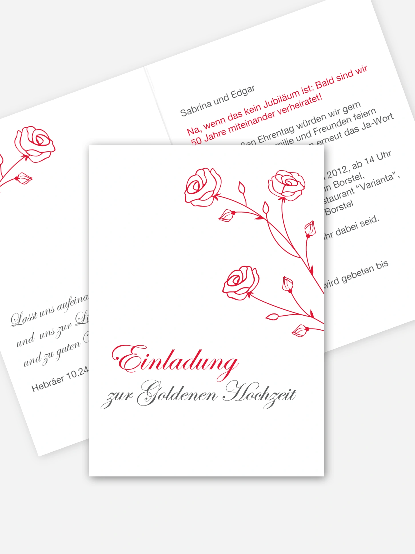 Einladung zur Goldenen Hochzeit Roses