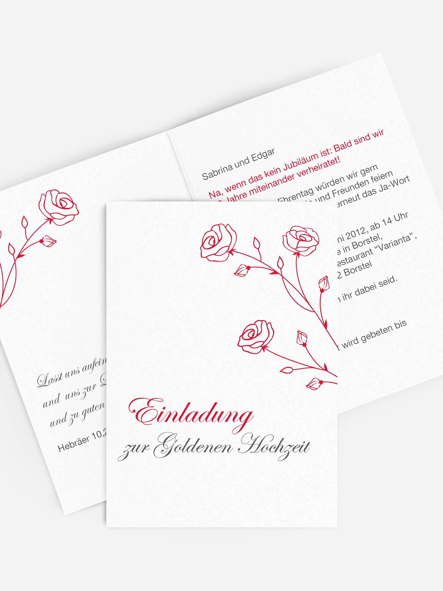 Einladung zur Goldenen Hochzeit Roses