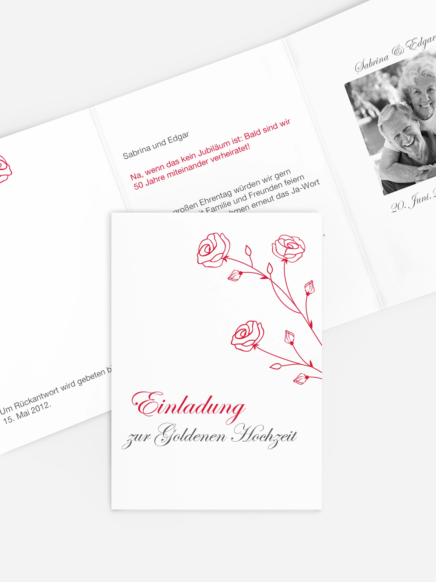 Einladung zur Goldenen Hochzeit Roses
