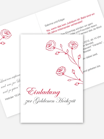 Einladung zur Goldenen Hochzeit Roses