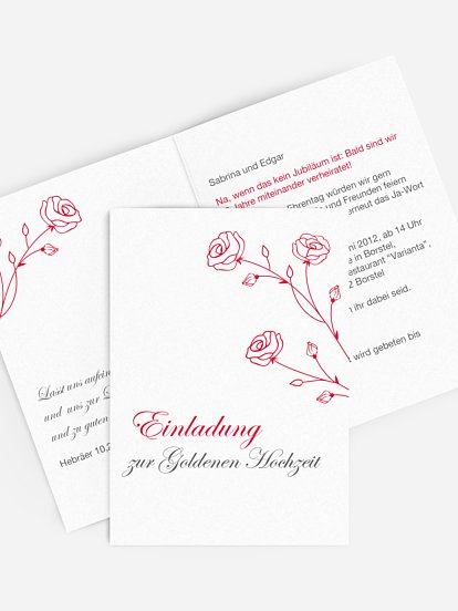 Einladung zur Goldenen Hochzeit Roses