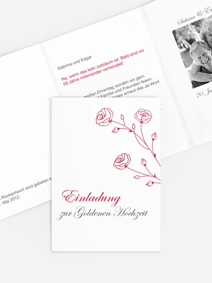 Einladung zur Goldenen Hochzeit Roses