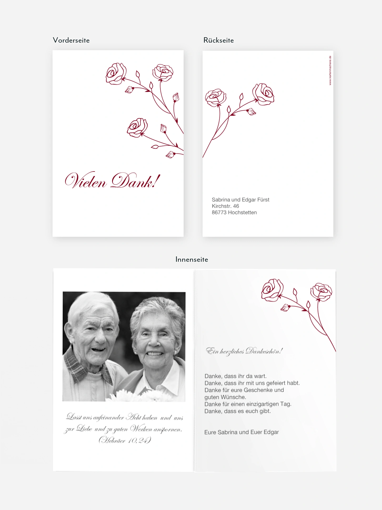 Danksagung zur Goldenen Hochzeit Roses