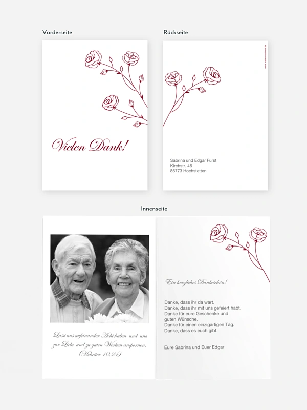 Danksagung zur Goldenen Hochzeit Roses