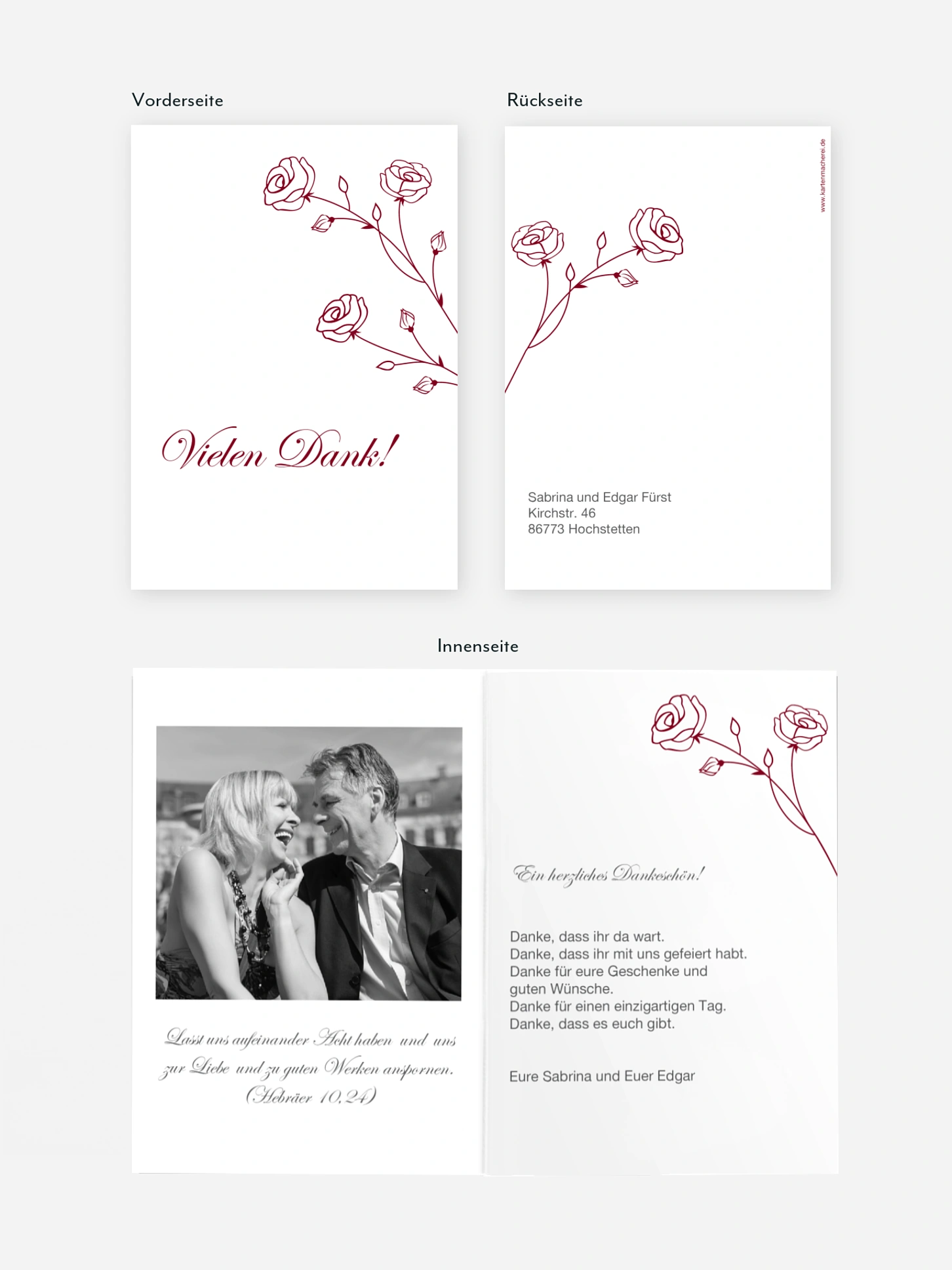 Danksagung zur Silberhochzeit Roses