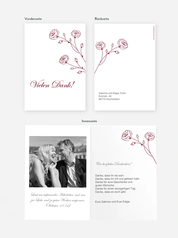 Danksagung zur Silberhochzeit Roses