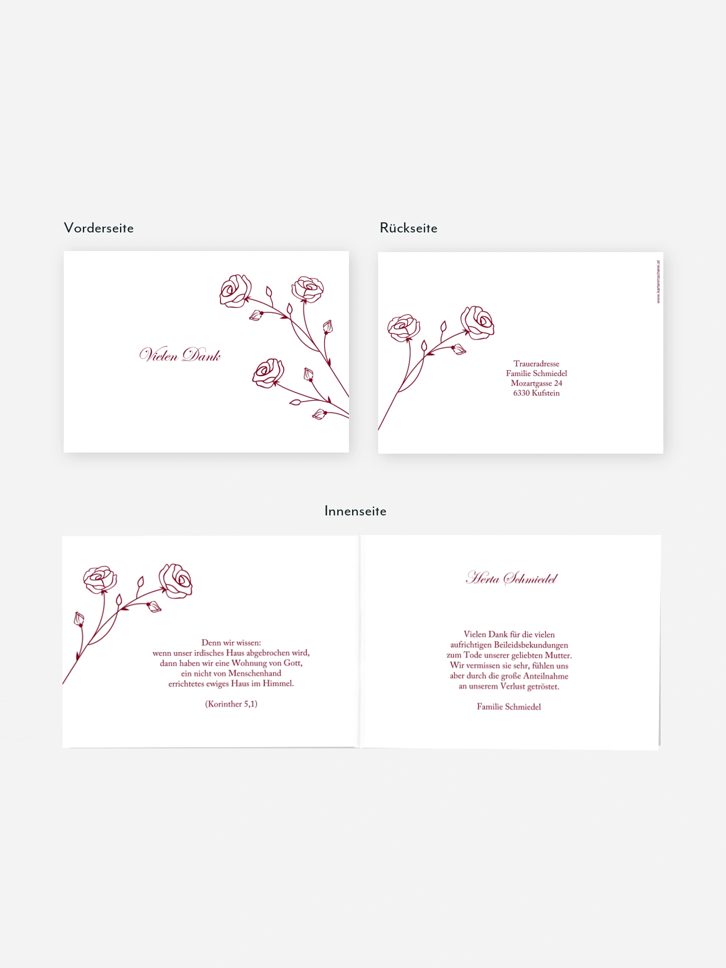 Trauerdanksagung Roses