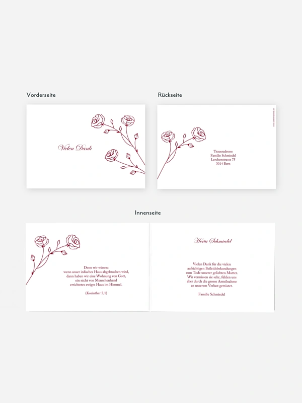 Trauerdanksagung Roses