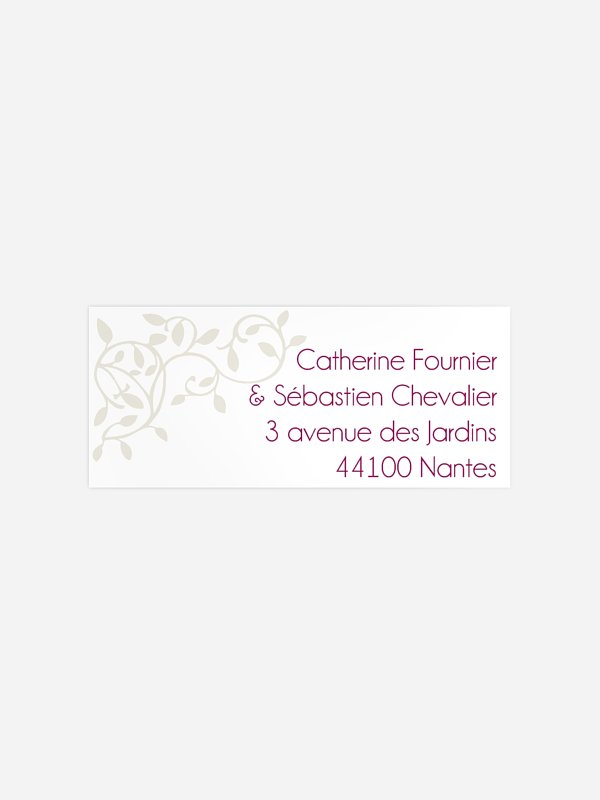 Étiquette expéditeur mariage Romance