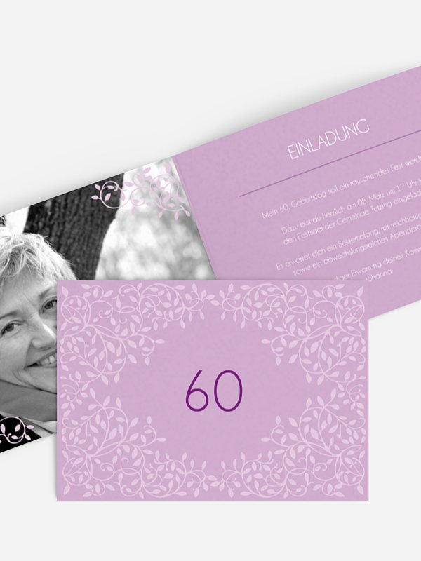 Einladung 60. Geburtstag Romance