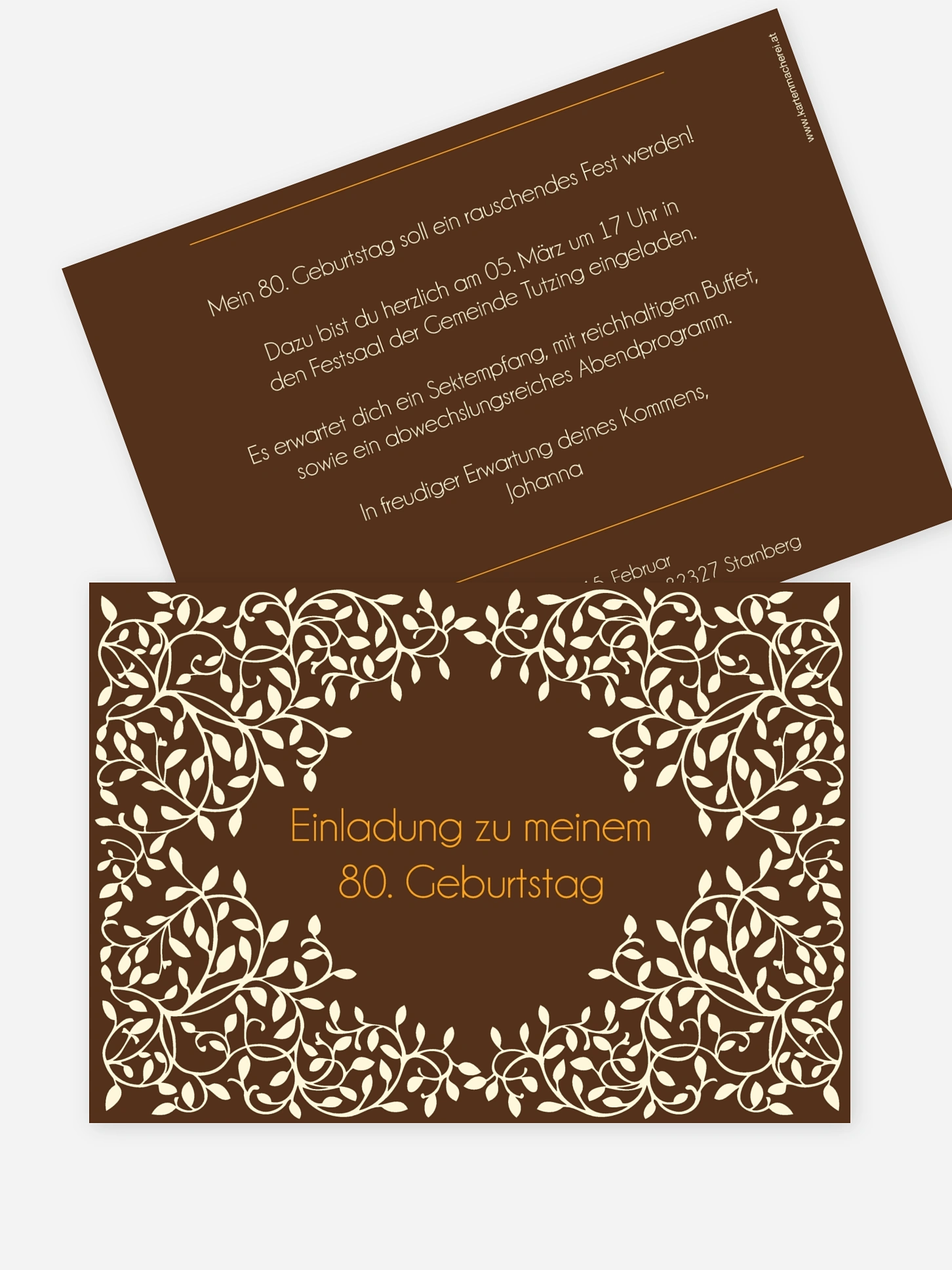 Einladung 80. Geburtstag Romance