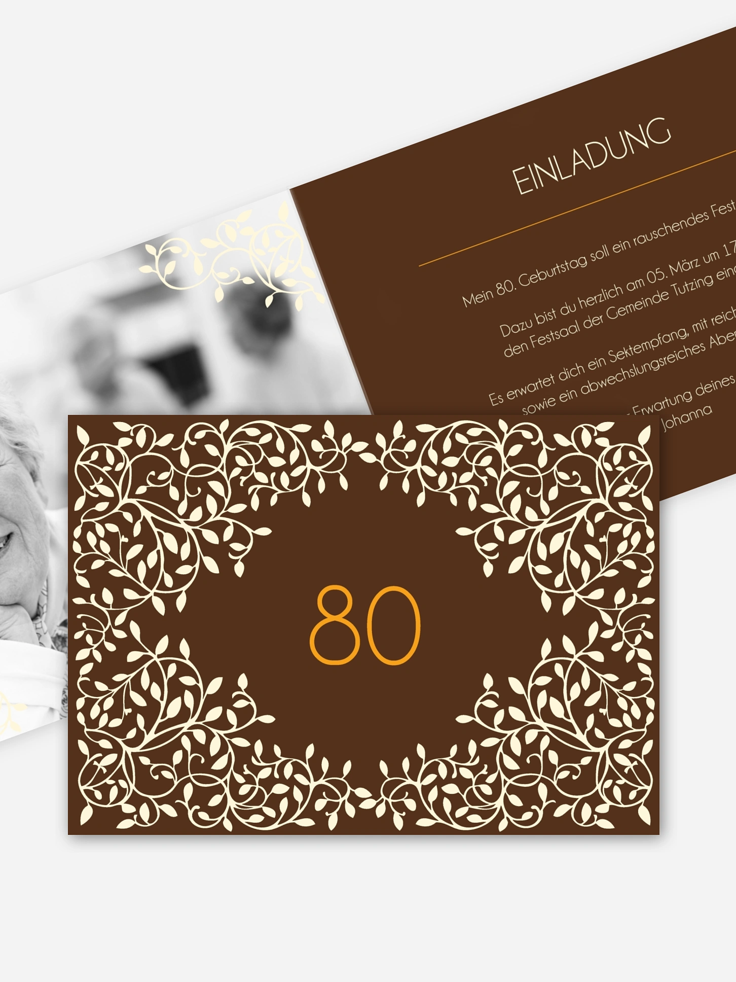Einladung 80. Geburtstag Romance