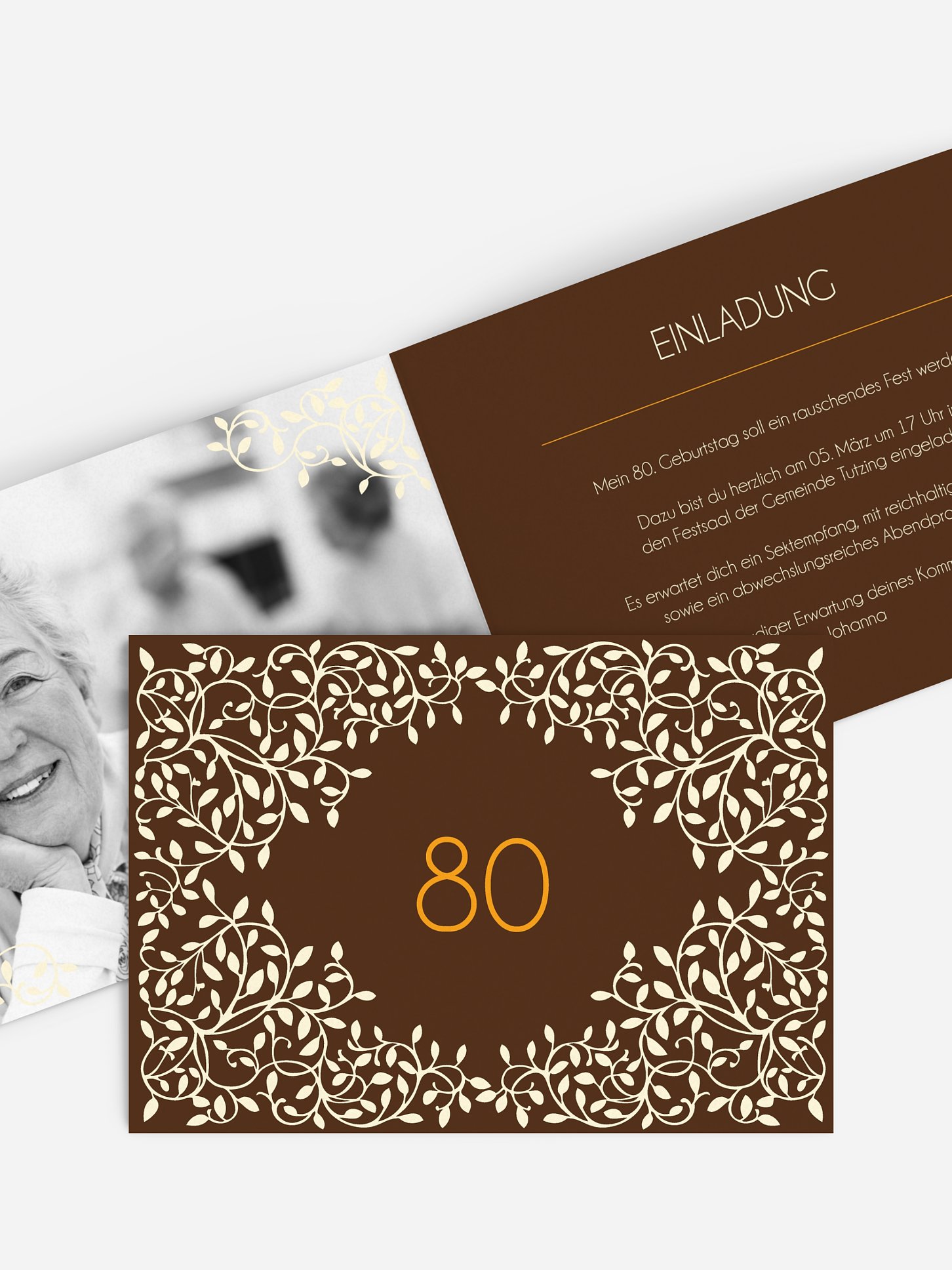 Einladung 80. Geburtstag Romance