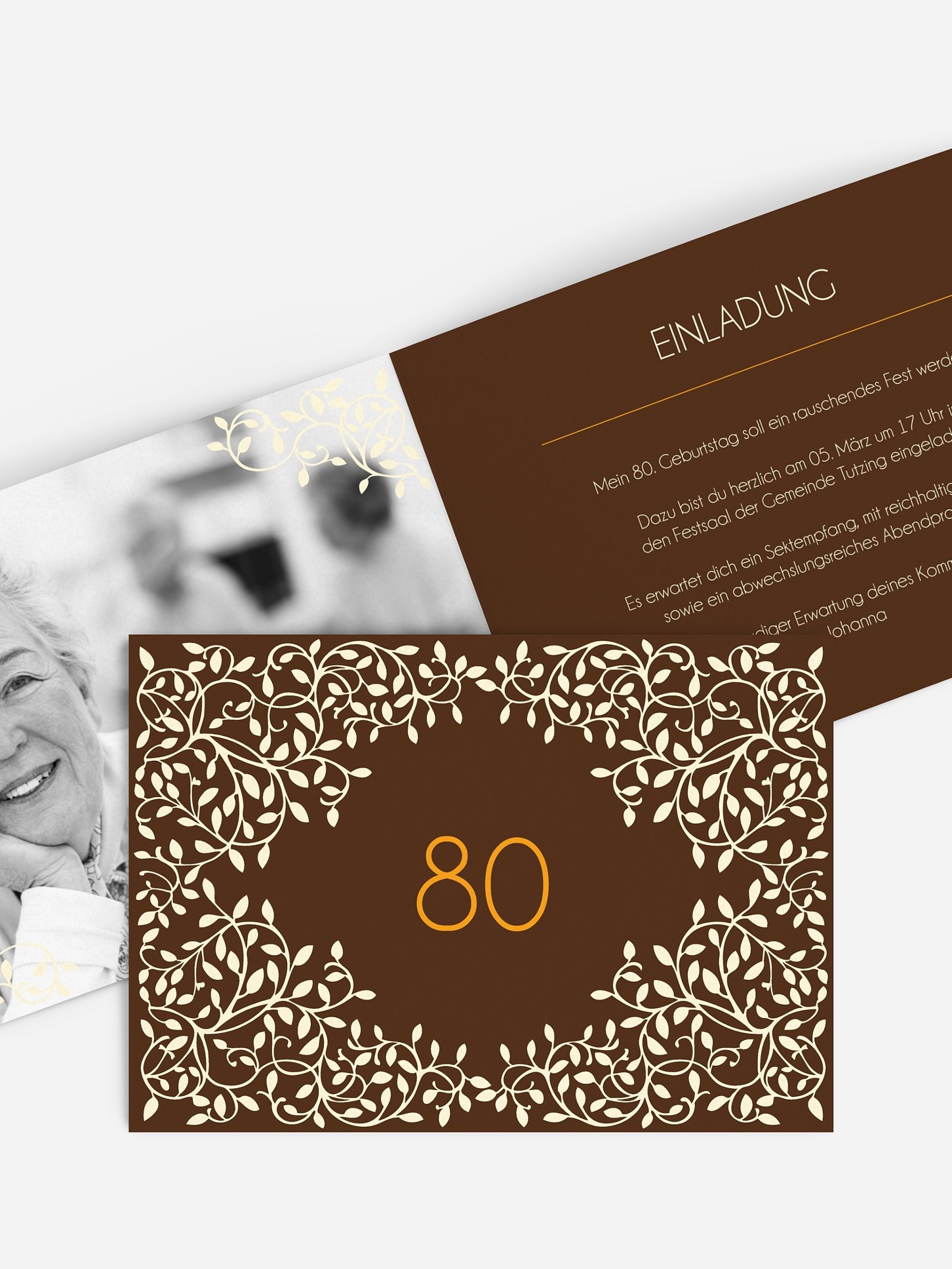 Einladung 80. Geburtstag Romance
