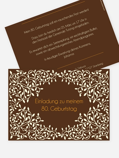 Einladung 80. Geburtstag Romance