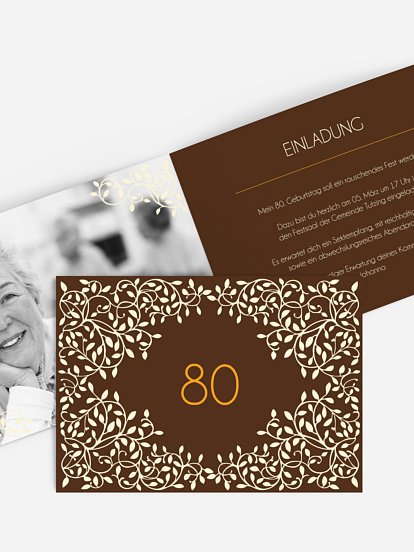 Einladung 80. Geburtstag Romance