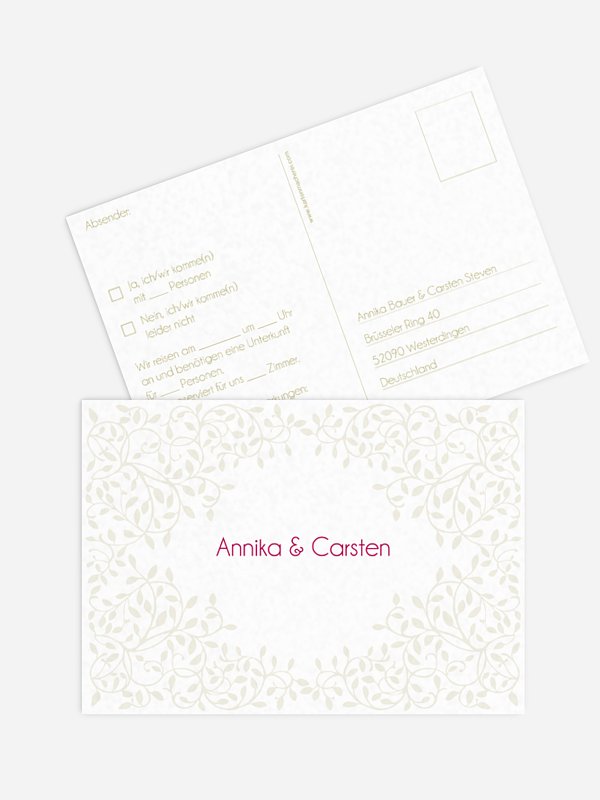 Antwortkarte Hochzeit Romance