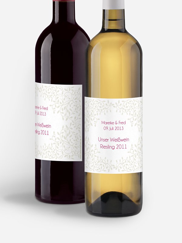 Flaschenetikett Hochzeit Romance