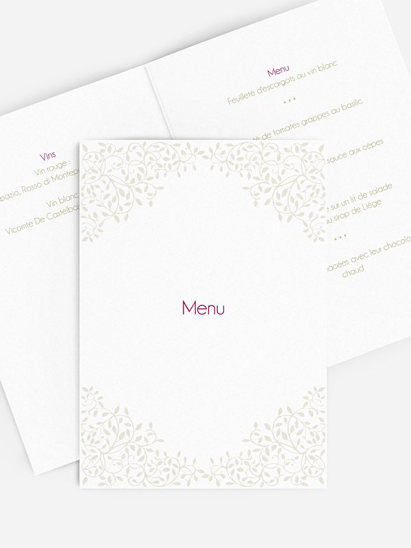 Menu mariage Romance