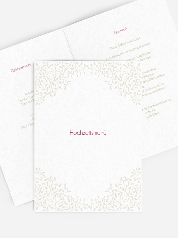 Menükarte Hochzeit Romance