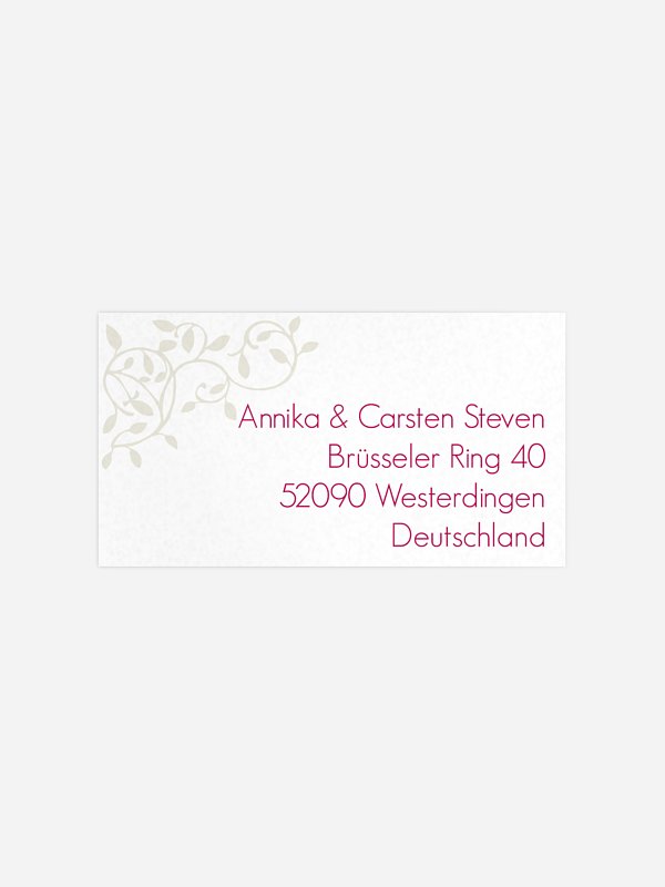 Empfängeraufkleber Hochzeit Romance