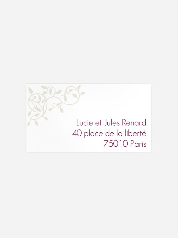 Étiquette destinataire mariage Romance