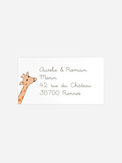 Étiquette destinataire naissance Girafe