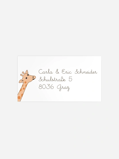 Empfängeraufkleber Geburt Giraffe