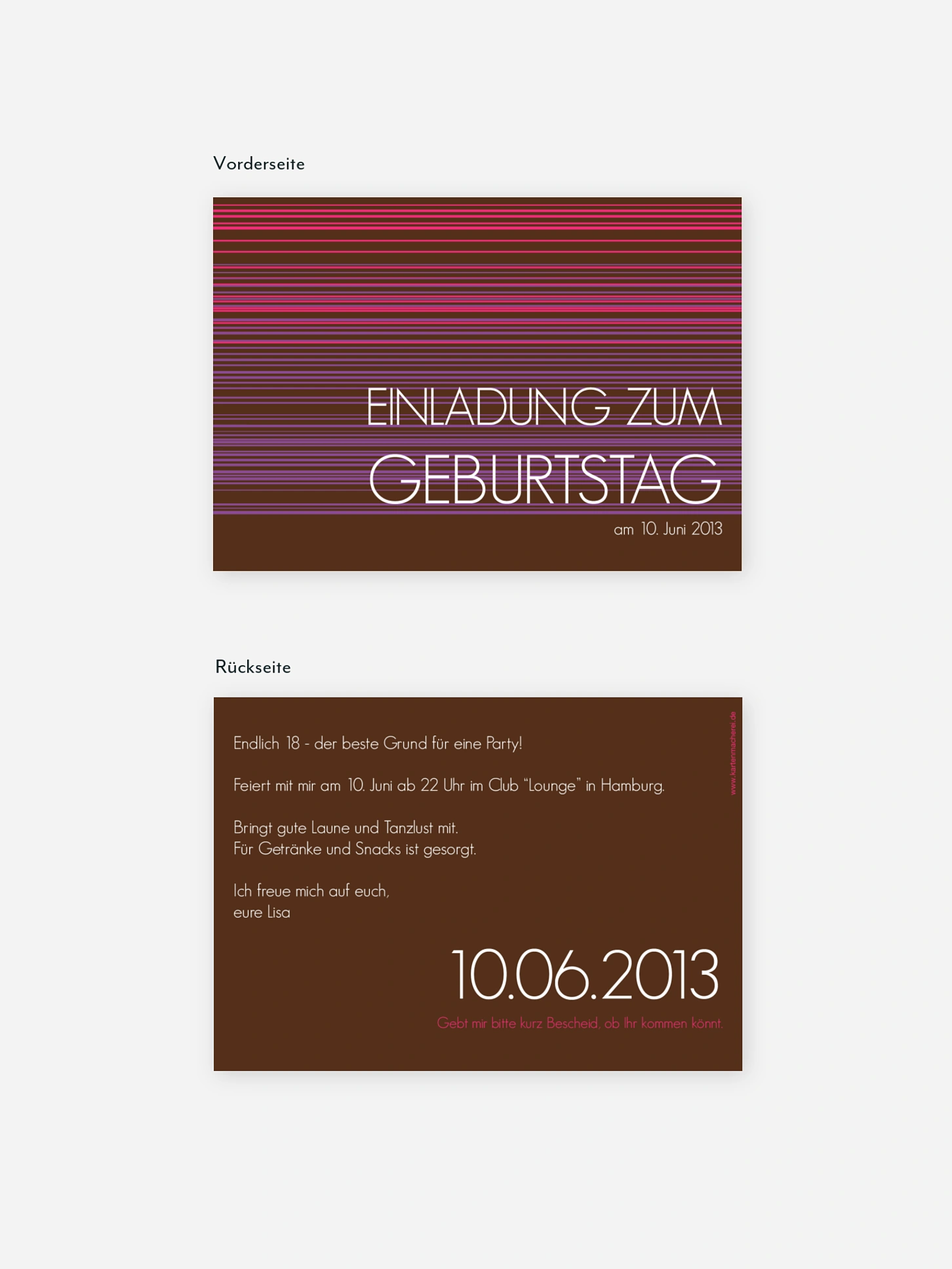 Einladung 18. Geburtstag Stripes