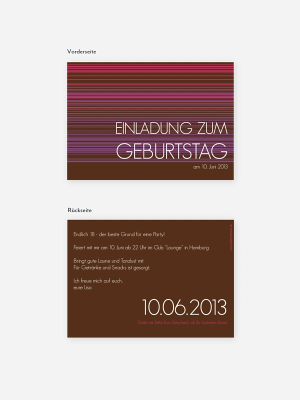 Einladung 18. Geburtstag Stripes