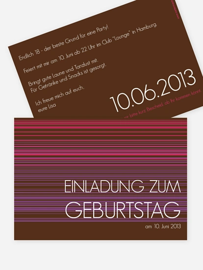 Einladung 18. Geburtstag Stripes