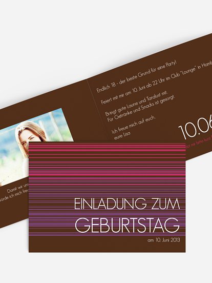 Einladung 18. Geburtstag Stripes