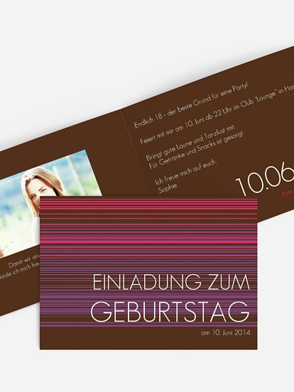 Einladung 18. Geburtstag Stripes