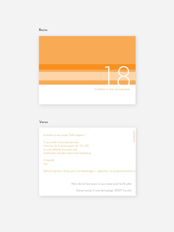 invitation anniversaire 18 Styline