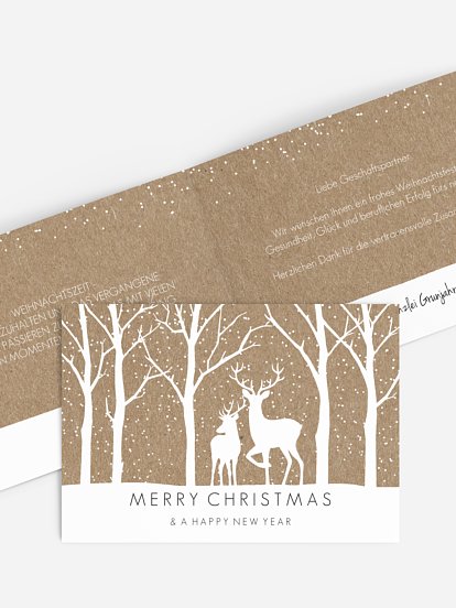 Geschäftliche Weihnachtskarte Tierreich Kraftpapier