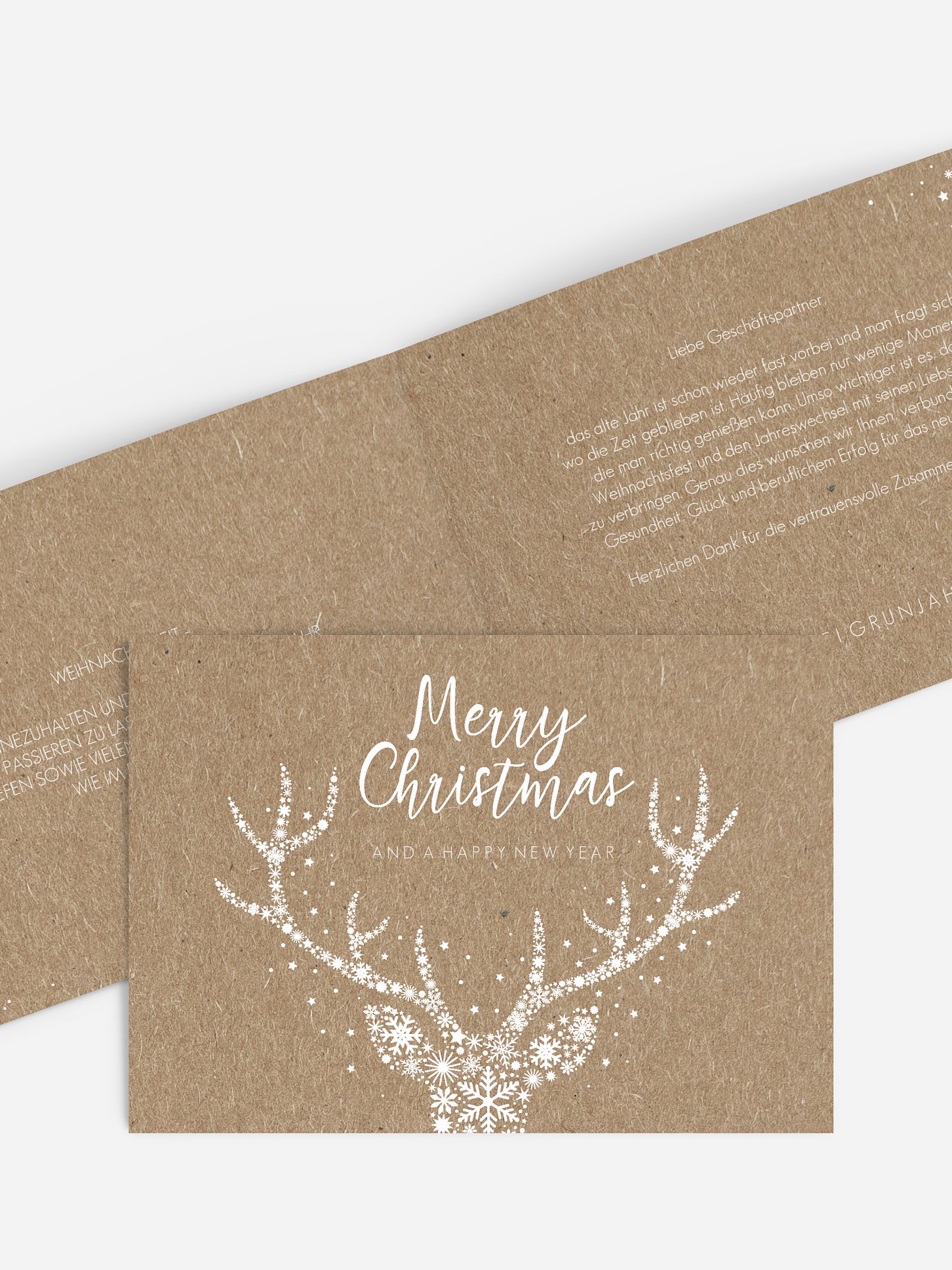 Geschäftliche Weihnachtskarte Sternenpracht Kraftpapier