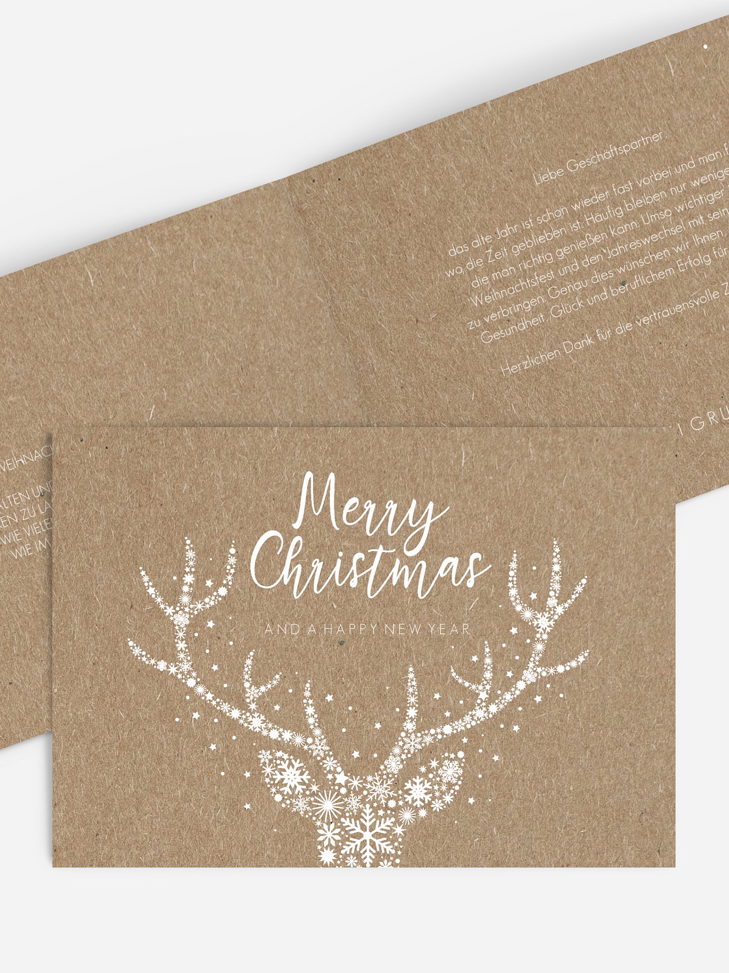 Geschäftliche Weihnachtskarte Sternenpracht Kraftpapier