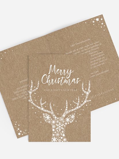 Geschäftliche Weihnachtskarte Sternenpracht Kraftpapier