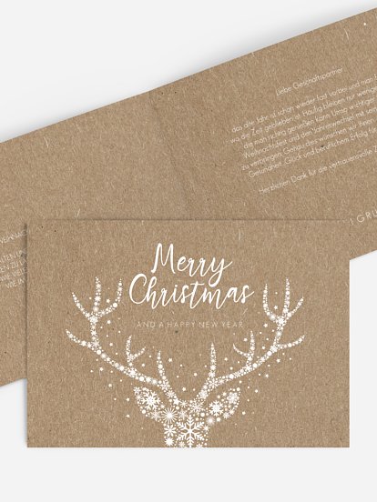 Geschäftliche Weihnachtskarte Sternenpracht Kraftpapier